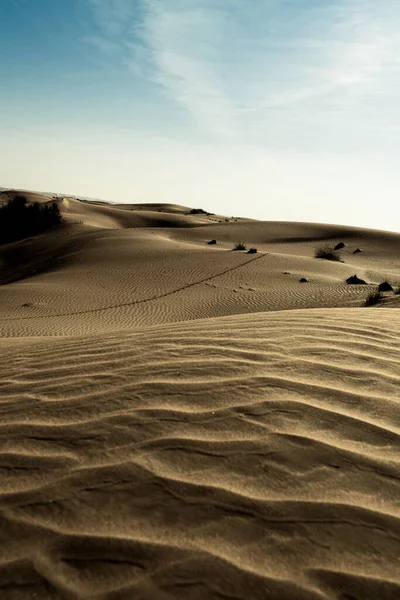 Een Verticale Opname Van Een Prachtig Woestijnlandschap Met Zandduinen Dubai — Stockfoto