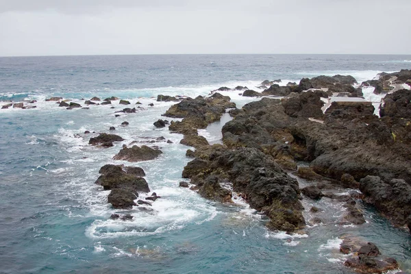 Aerial Shot Rocky Coast Garachico Tenerife Spain — Stock Photo, Image