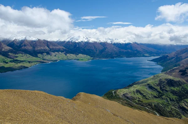 Zbliżenie Strzał Isthmus Szczyt Jezioro Nowej Zelandii — Zdjęcie stockowe