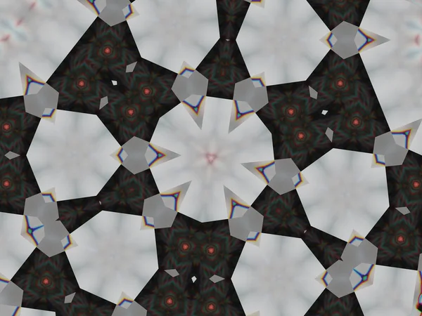 Kaleidoskop Vzor Šedým Mnohoúhelníkem Kosočtverec Tvary Černém Pozadí — Stock fotografie