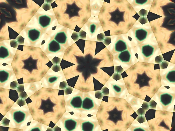 Een Caleidoscoop Patroon Met Polygon Ruit Vormen Groen Beige Zwart — Stockfoto