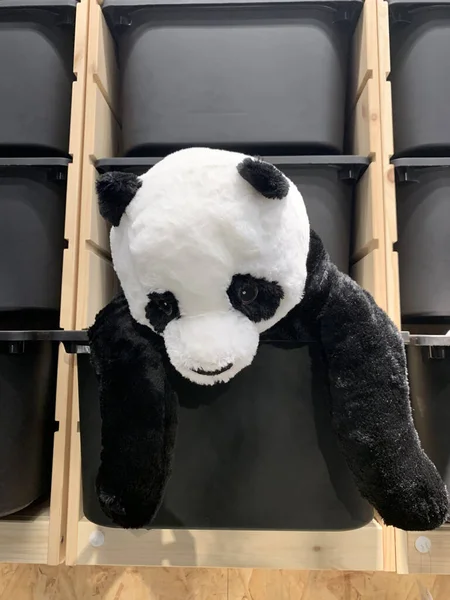 Vertical Shot Stuffed Panda Toy — Zdjęcie stockowe