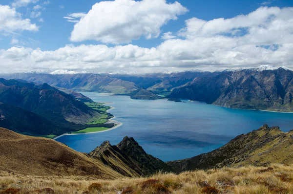 Zbliżenie Strzał Isthmus Szczyt Jezioro Nowej Zelandii — Zdjęcie stockowe