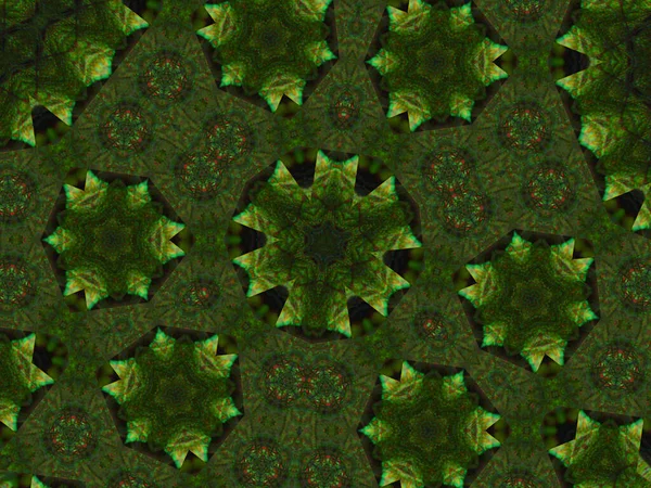 Калейдоскоп Цветочными Фигурами Зеленая Цветочная Тематика — стоковое фото