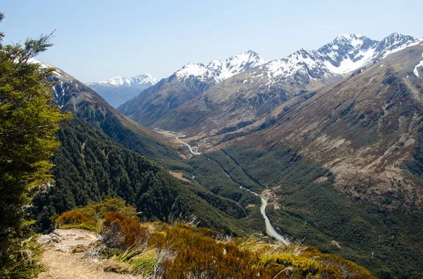 Hög Vinkel Skott Avalanche Peak Nya Zeeland — Stockfoto