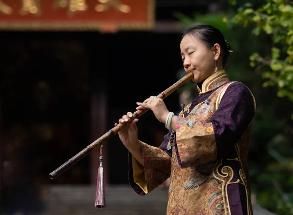 Suzhou Kina Jan 2020 Kinesiska Musiker Tiger Gardens Wuyuan — Stockfoto