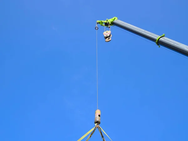 Una Sección Aislada Una Máquina Grúa Servicio Pesado Que Levanta —  Fotos de Stock