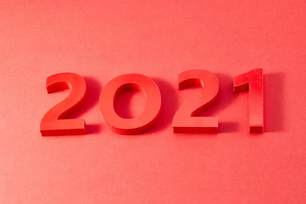 Happy New Year 2021 Nomor Merah 2021 Terisolasi Dengan Latar — Stok Foto