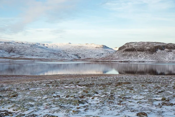 Hermoso Plano Paisaje Montañoso Nevado Snaefellsnes Islandia — Foto de Stock