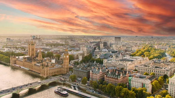 High Angle View Palace Westminster Bank River Thames Central London — Stock Photo, Image