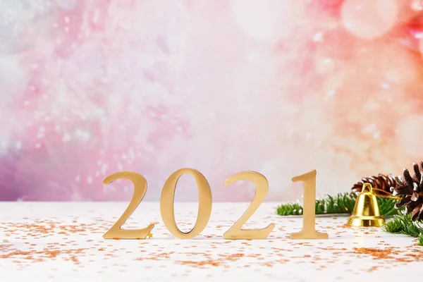Feliz Año Nuevo 2021 Números Dorados 2021 Sobre Fondo Colorido — Foto de Stock