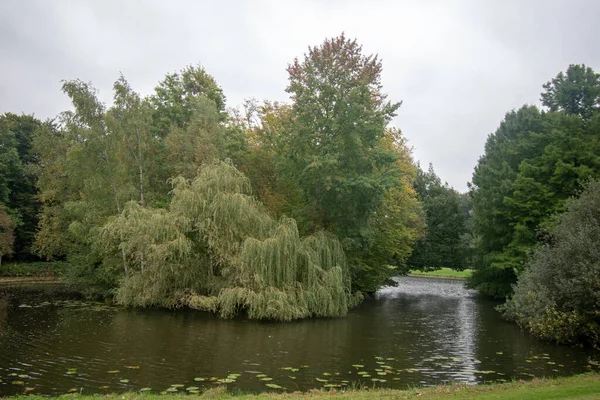 Uma Bela Vista Lago Cercado Por Vegetação Parque Bremen Alemanha — Fotografia de Stock