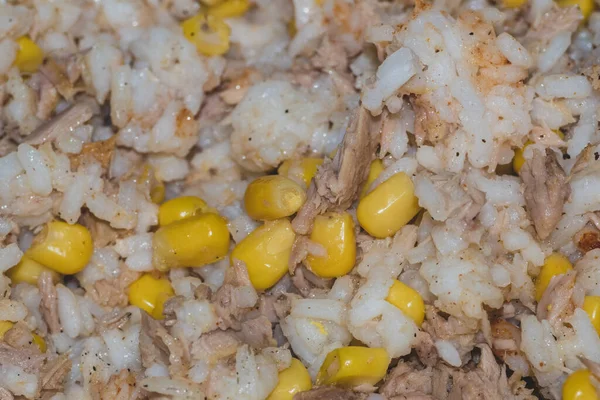 Primer Plano Ensalada Fresca Con Pechuga Pollo Maíz — Foto de Stock