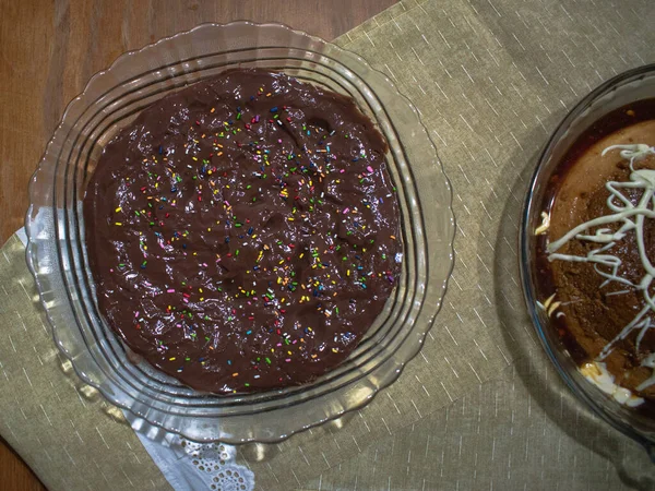 Een Oppere Uitzicht Shot Van Heerlijke Chocoladekoeken — Stockfoto