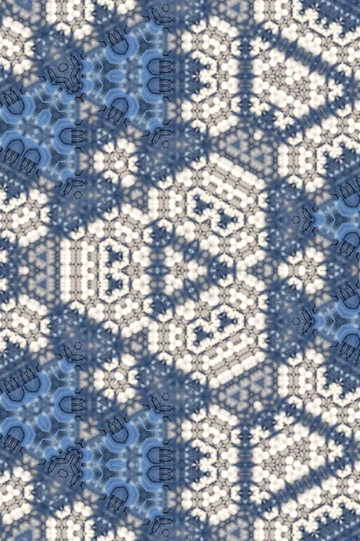 Padrão Arabesco Com Formas Triangulares Branco Azul — Fotografia de Stock