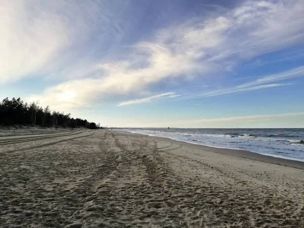 Bellissimo Paesaggio Marino Con Una Spiaggia Sabbia Nel Wyspa Sobieszewska — Foto Stock