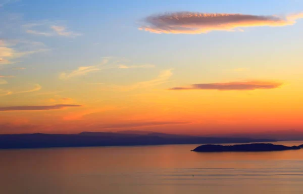 Sonnenuntergang Auf Den Inseln Der Ägäis Griechenland Mittelmeer — Stockfoto