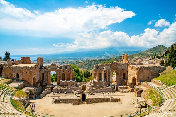 Magnífico Teatro Greco Capturado Taormina Italia — Foto de Stock
