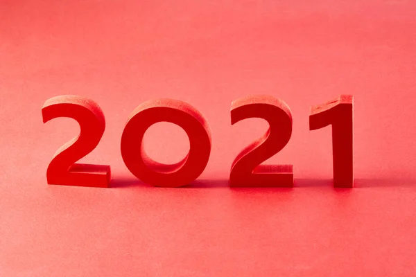 Happy New Year 2021 Nomor Merah 2021 Terisolasi Dengan Latar — Stok Foto