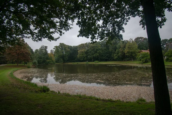 Vacker Utsikt Över Sjö Omgiven Grönska Park Bremen Tyskland — Stockfoto