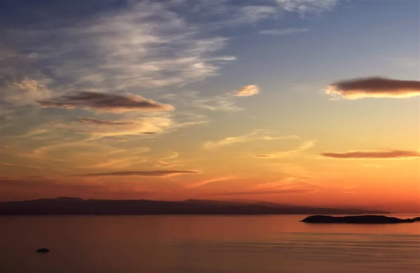 Sonnenuntergang Auf Den Inseln Der Ägäis Griechenland Mittelmeer — Stockfoto