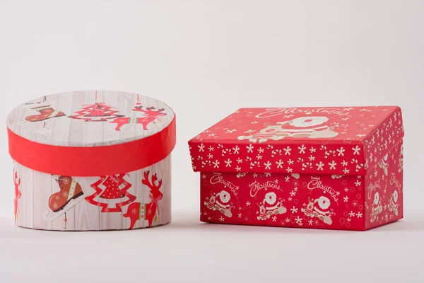 Caixa Chocolate Temático Natal Uma Superfície Branca — Fotografia de Stock