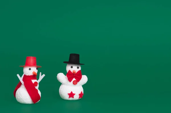 Primo Piano Due Simpatici Pupazzi Neve Come Ornamenti Natale Uno — Foto Stock