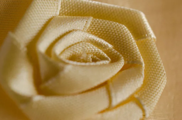 Egy Közeli Kép Egy Bézs Szalagból Készült Rózsáról — Stock Fotó