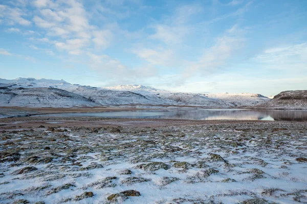 Hermoso Plano Paisaje Montañoso Nevado Snaefellsnes Islandia — Foto de Stock