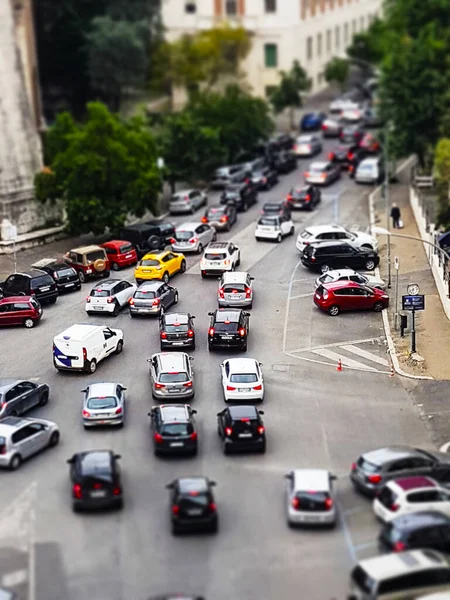 Tiro Vertical Carros Tráfego — Fotografia de Stock