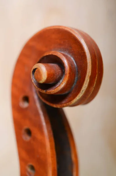 Gros Plan Beau Rouleau Violon Sculpté Esthétique — Photo