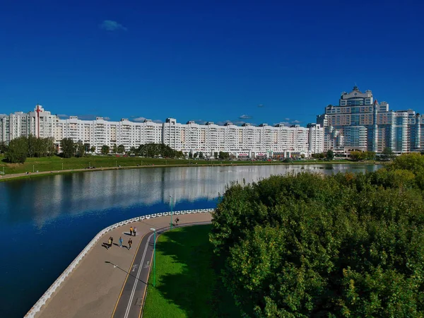 Une Vue Angle Élevé Des Bâtiments Minsk Biélorussie Printemps — Photo