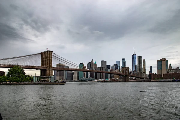 Gyönyörű Brooklyn Híd East River New York City Ben — Stock Fotó