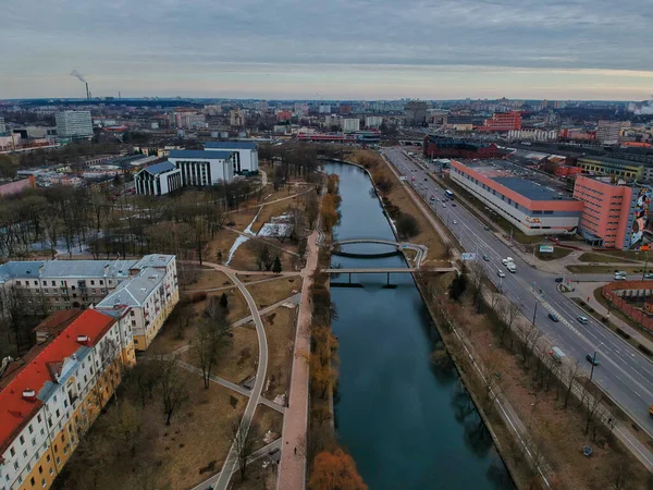 Blick Aus Der Vogelperspektive Auf Die Gebäude Von Minsk Weißrussland — Stockfoto