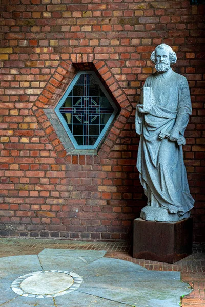 Cologne Germany May 2018 Statue Christian Saint Cologne Cathedral Brick — Stock Photo, Image