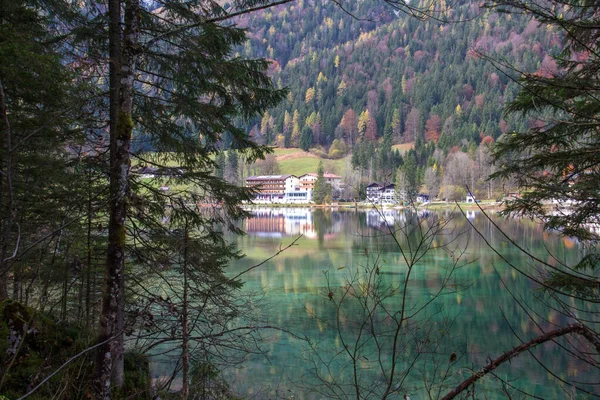 Чудова Осіння Сцена Озері Хінтерзеє Рамзау Німеччина — стокове фото
