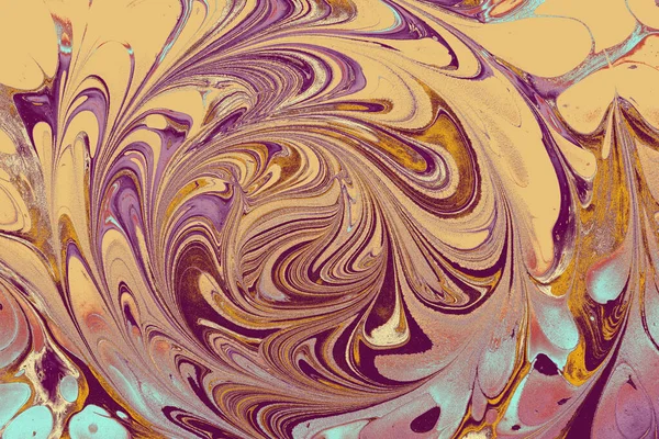 Closeup Shot Abstract Twirling Mixed Purple Brown Gold Paint Background — Stock Photo, Image