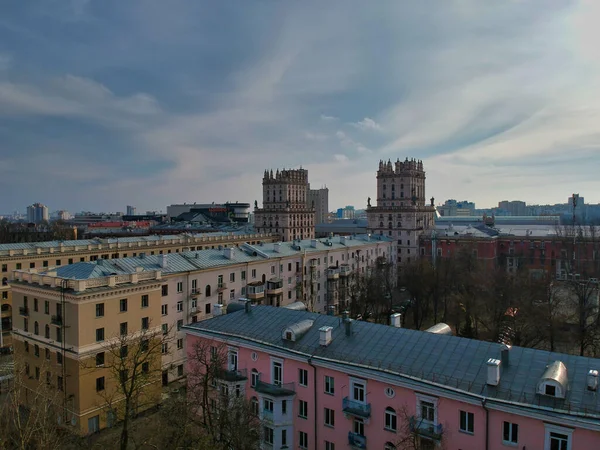 Una Vista Aérea Minsk Bielorrusia Día Nublado —  Fotos de Stock