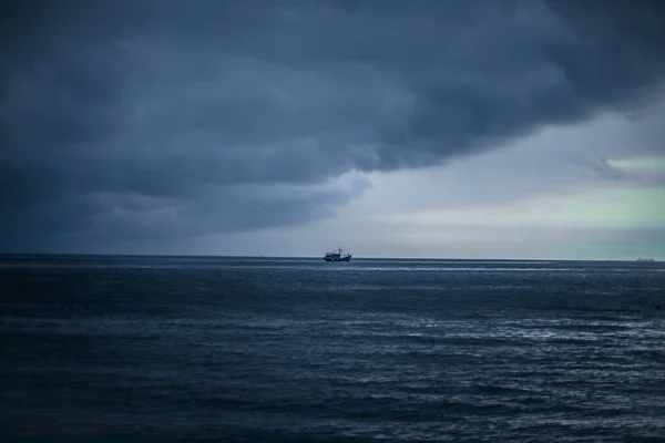 Single Ship Calm Sea Clouds Evening Royalty Free Stock Photos