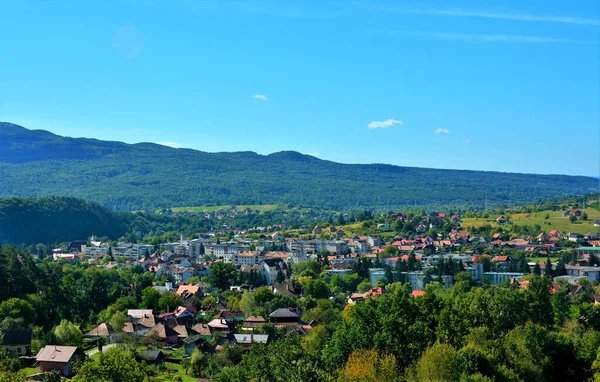 Красивая Воздушная Съемка Города Совата Расположенного Румынии — стоковое фото
