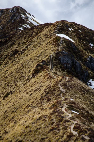 Vertical Shot Snowy Mountains Kepler Track New Zealand — Stock Photo, Image