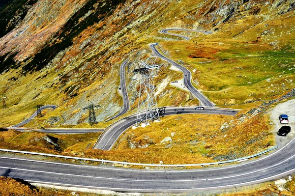 Luchtfoto Van Transfagarasan Kronkelweg Het Fagaras Gebergte Roemenië — Stockfoto