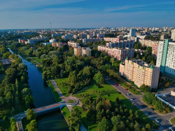Una Vista Ángulo Alto Los Edificios Minsk Bielorrusia Día Soleado — Foto de Stock