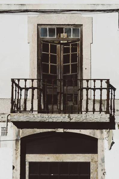 Primo Piano Vecchio Edificio Balcone Anteriore Architettura Lisbona Portogallo — Foto Stock