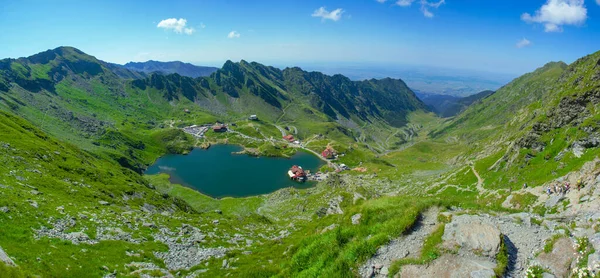 Balea Rumänien Aug 2020 Baleasjön Fagarasbergen Rumänien Sett Ovanifrån — Stockfoto