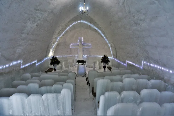 Бал Румыния Января 2019 Года Ледяная Церковь Озере Балеа Горах — стоковое фото