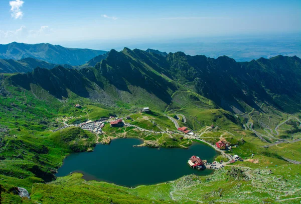 Balea Rumänien Aug 2020 Baleasjön Fagarasbergen Rumänien Sett Ovanifrån — Stockfoto