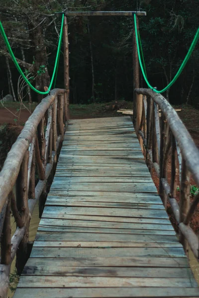 Eine Vertikale Aufnahme Einer Holzbrücke — Stockfoto