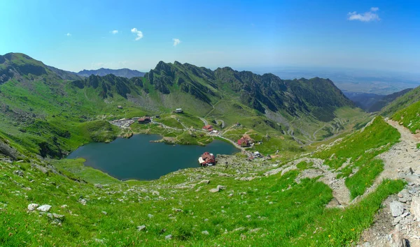 Balea Rumunsko Srpna 2020 Jezero Balea Pohoří Fagaras Rumunsko Shora — Stock fotografie