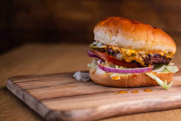 Výběrový Snímek Klasického Hamburgeru — Stock fotografie